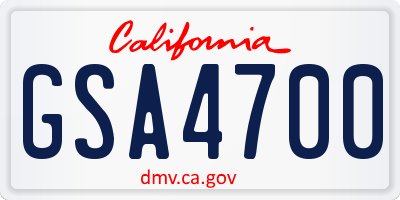CA license plate GSA4700