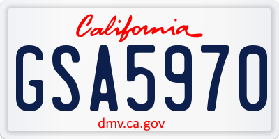 CA license plate GSA5970