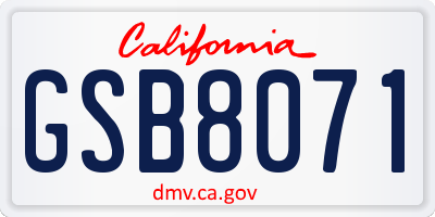 CA license plate GSB8071