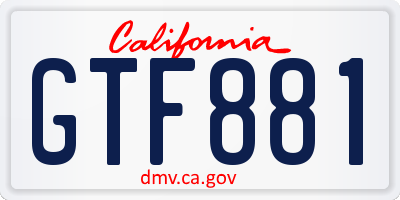CA license plate GTF881