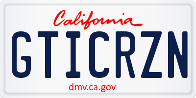 CA license plate GTICRZN