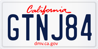 CA license plate GTNJ84