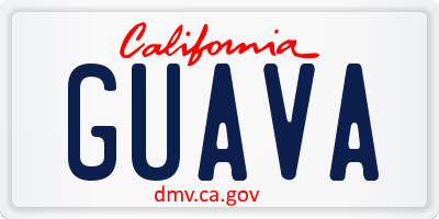 CA license plate GUAVA