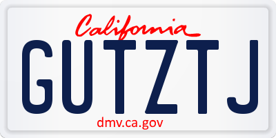 CA license plate GUTZTJ