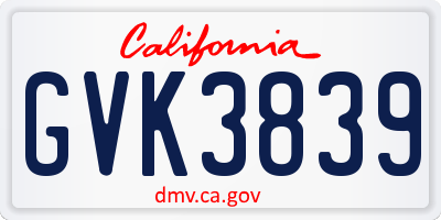 CA license plate GVK3839