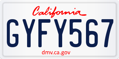 CA license plate GYFY567