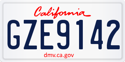 CA license plate GZE9142