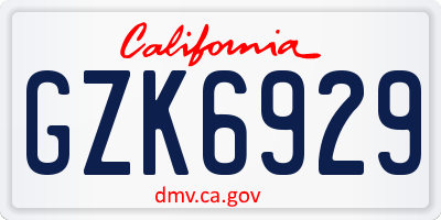 CA license plate GZK6929