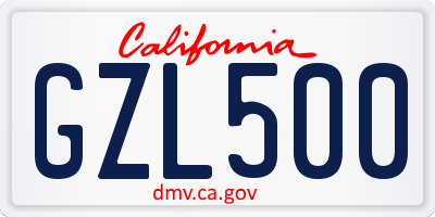 CA license plate GZL500