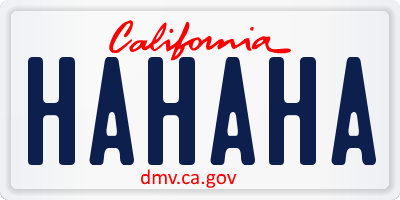 CA license plate HAHAHA