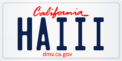 CA license plate HAIII