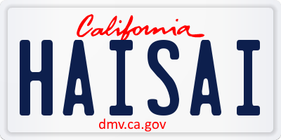 CA license plate HAISAI