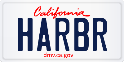 CA license plate HARBR