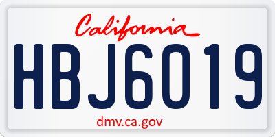 CA license plate HBJ6019