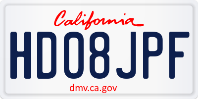 CA license plate HD08JPF