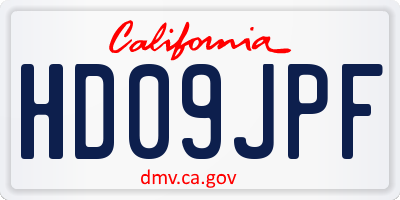 CA license plate HD09JPF