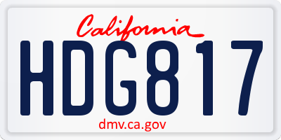 CA license plate HDG817