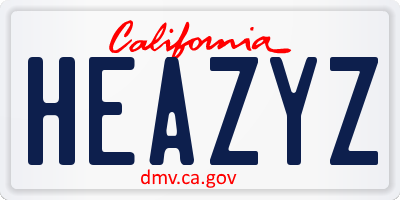 CA license plate HEAZYZ