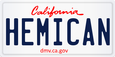 CA license plate HEMICAN