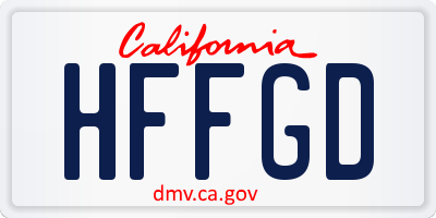 CA license plate HFFGD