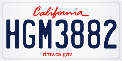 CA license plate HGM3882