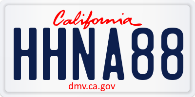 CA license plate HHNA88
