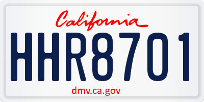 CA license plate HHR8701
