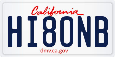 CA license plate HI8ONB