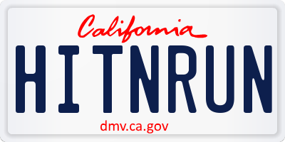 CA license plate HITNRUN
