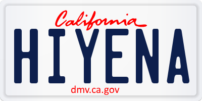 CA license plate HIYENA