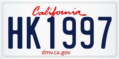 CA license plate HK1997