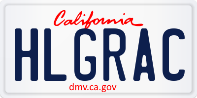 CA license plate HLGRAC