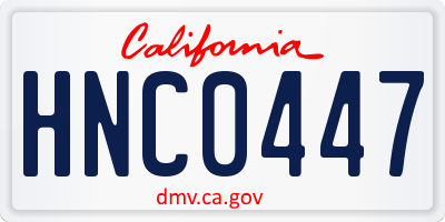 CA license plate HNC0447
