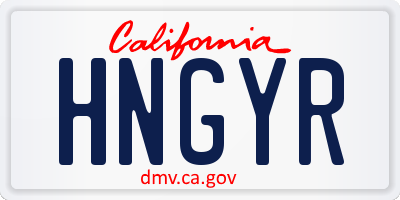 CA license plate HNGYR