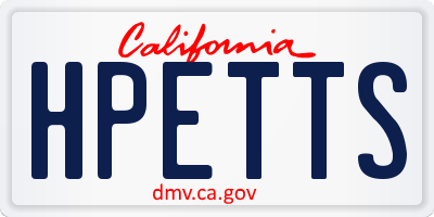 CA license plate HPETTS