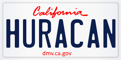CA license plate HURACAN