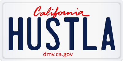 CA license plate HUSTLA