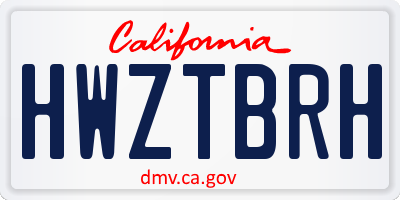 CA license plate HWZTBRH