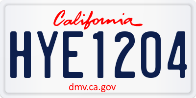 CA license plate HYE1204