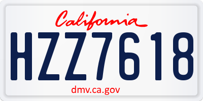 CA license plate HZZ7618