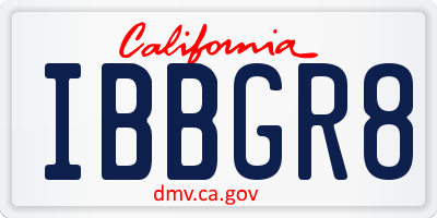 CA license plate IBBGR8