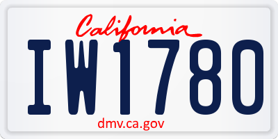 CA license plate IW1780