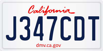 CA license plate J347CDT