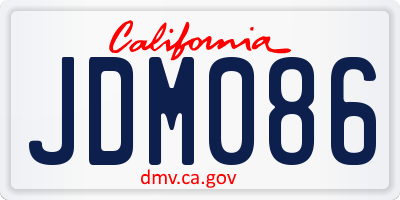 CA license plate JDM086