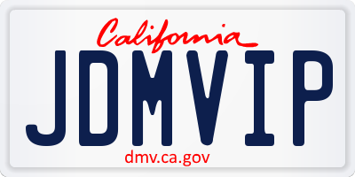 CA license plate JDMVIP