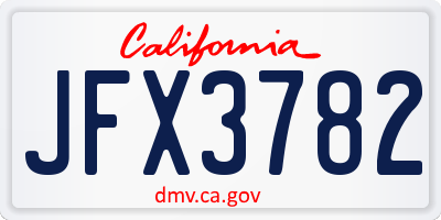 CA license plate JFX3782