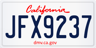 CA license plate JFX9237