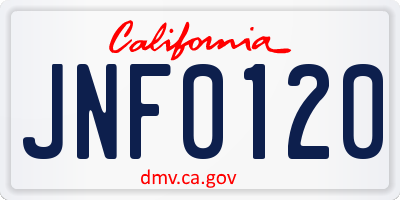 CA license plate JNF0120