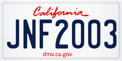 CA license plate JNF2003