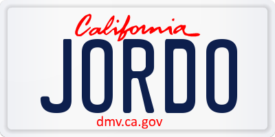 CA license plate JORDO
